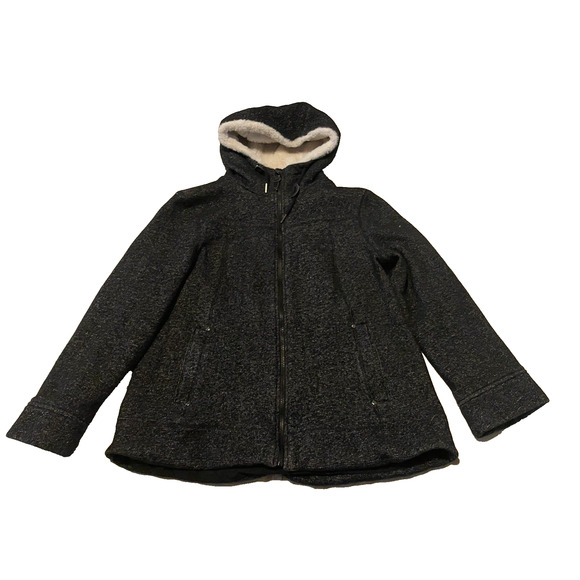 1 Madison Expedition Jacket Womens Large Black/Grey Sherpa Lined Hooded Coat - Picture 1 of 15